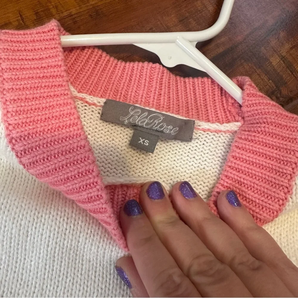 LELA ROSE Banana Phone Wool Sweater with Multicolor Trim - Picture 5 of 7